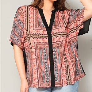 LAST ONE Plus size boho scarf print top